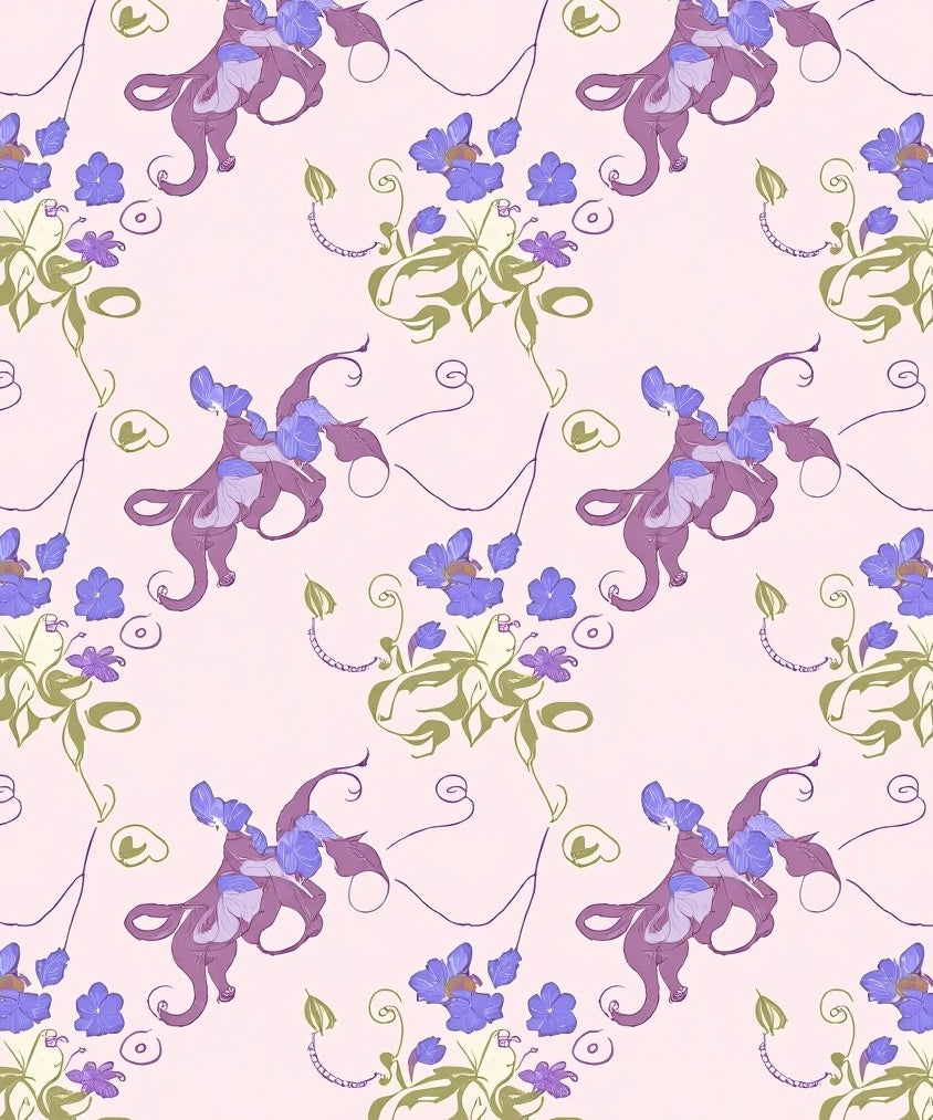 Floral Whimsical Purple And Green Rug