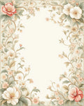 Pastel Floral Vines Scroll Pattern Rug