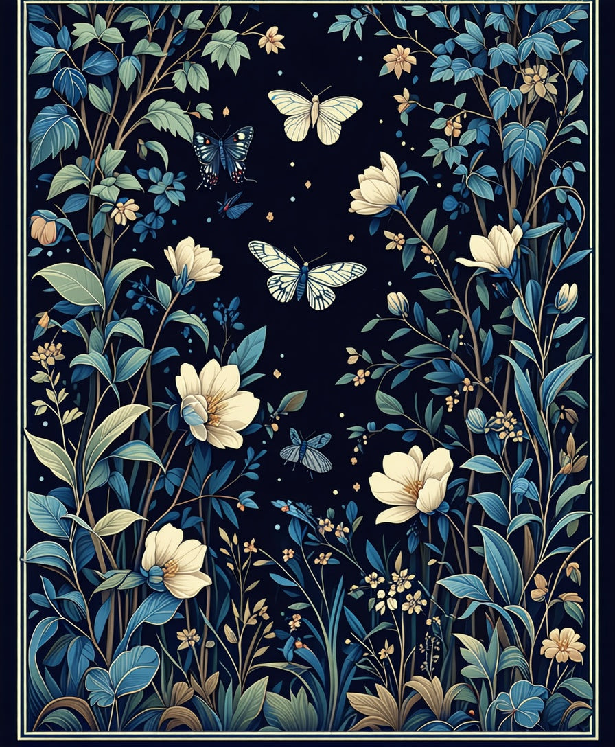 Midnight Garden Theme Butterflies Rug