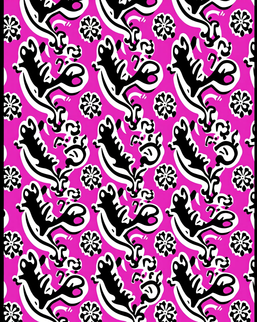 Bold Black White Floral Accents Rug