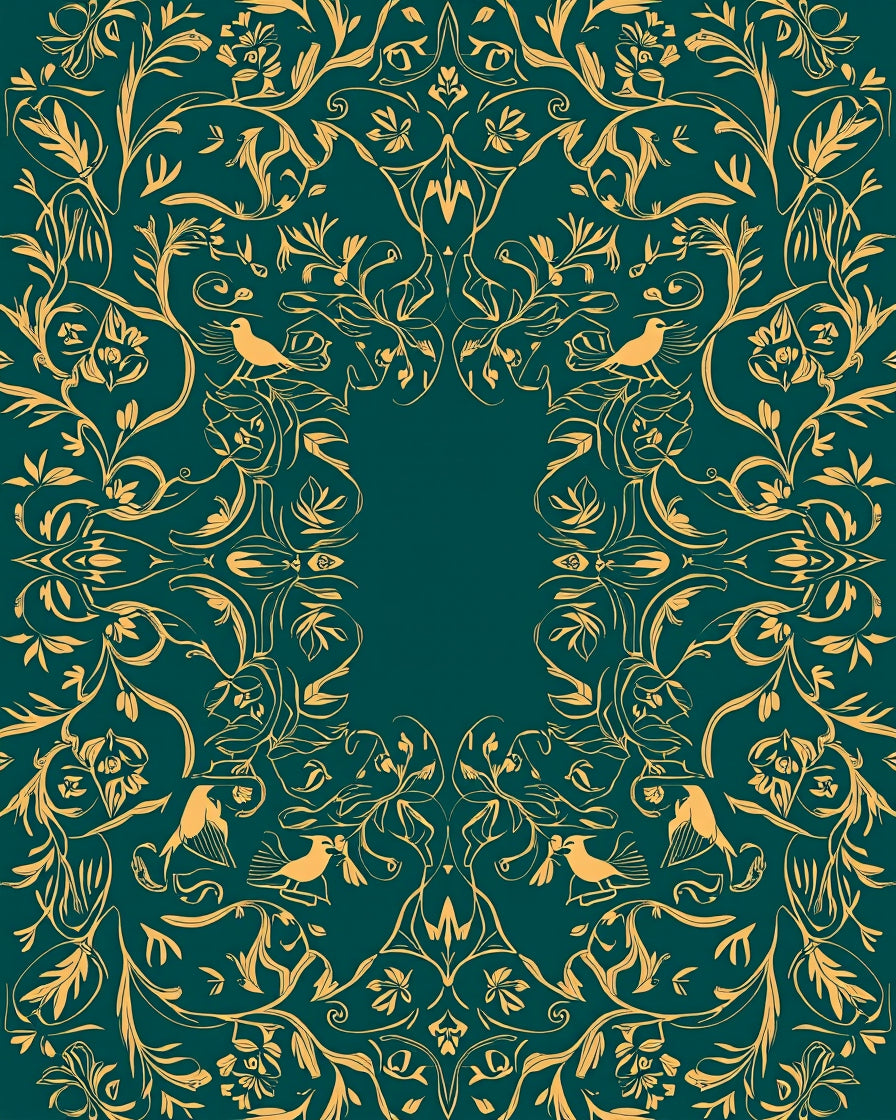 Ornate Floral Birds Silhouette Rug