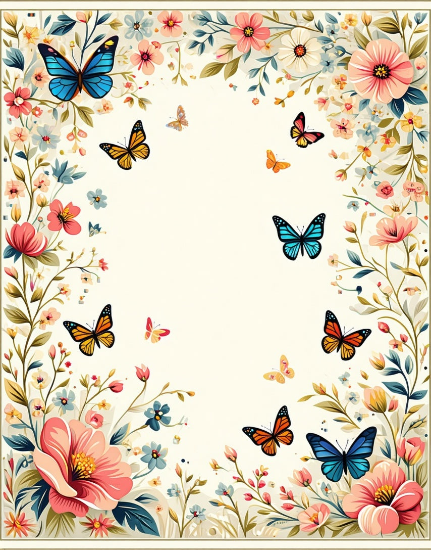 Floral Butterfly Garden Delight Rug
