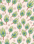 Green Feather Swirl Pattern Rug