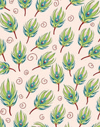 Green Feather Swirl Pattern Rug