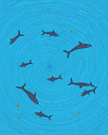 Whimsical Shark Swirl Pattern Rug