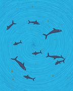 Whimsical Shark Swirl Pattern Rug
