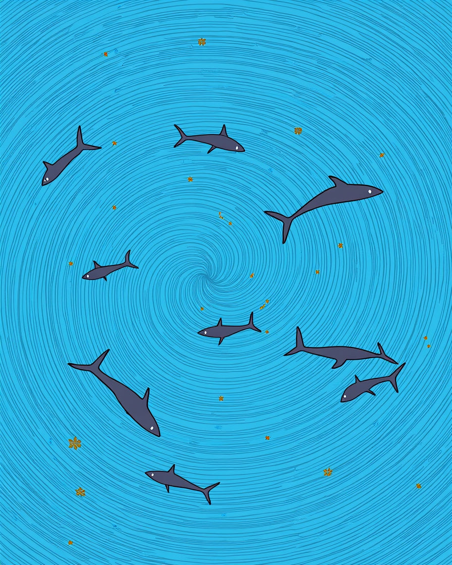 Whimsical Shark Swirl Pattern Rug