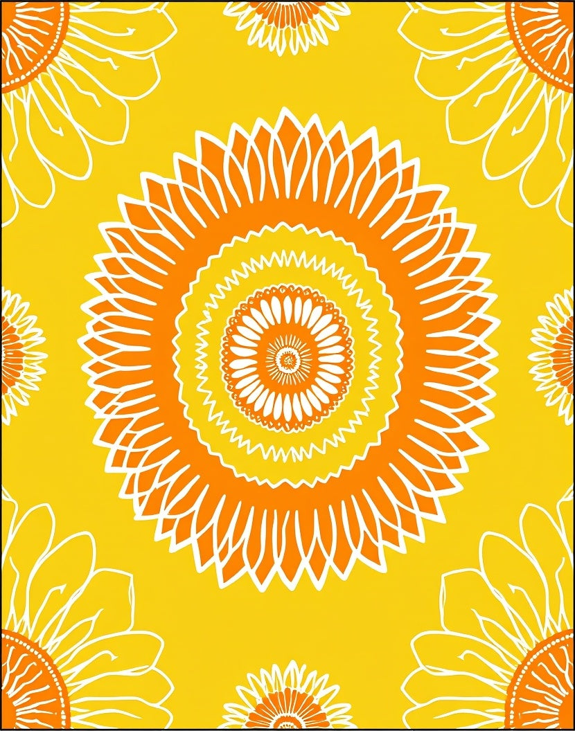 Sunny Yellow Mandala Floral Design Rug