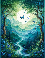 Dreamy Forest Butterfly River Landscape Rug