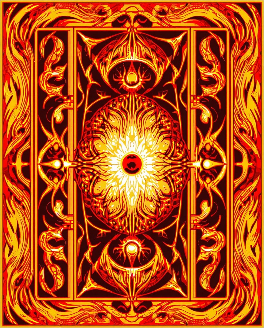 Fiery Abstract Sun Mandala Rug