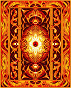Fiery Abstract Sun Mandala Rug