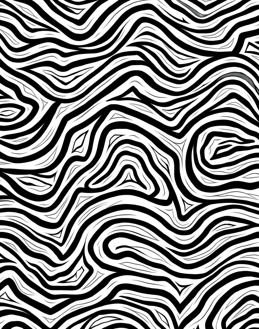 Bold Black White Wavy Lines Rug