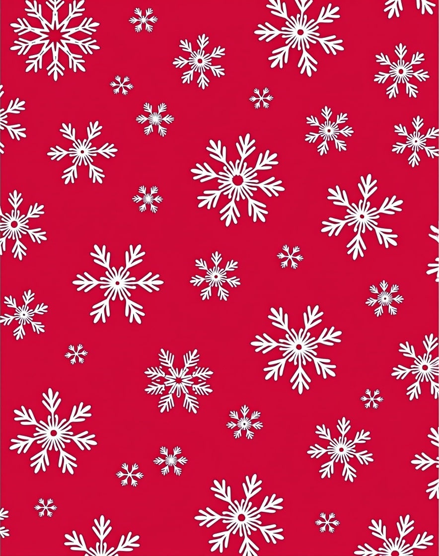 Crimson White Snowflake Snowfall Scatter Rug