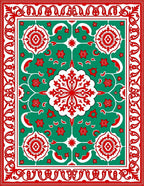 Red Emerald Floral Medallion Rug