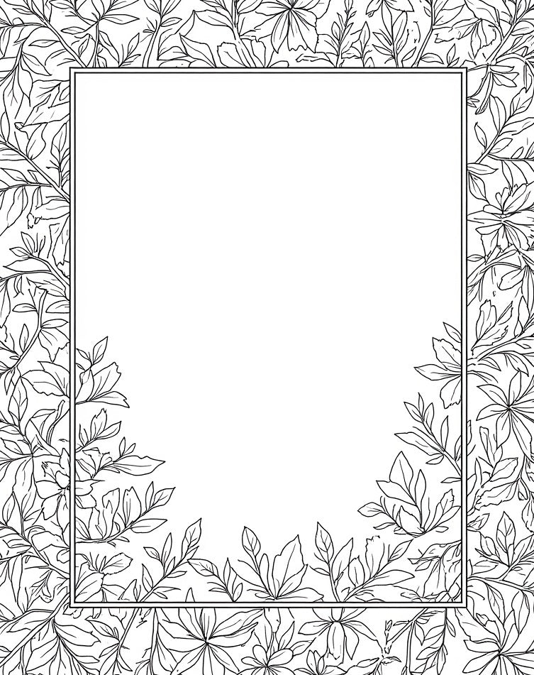 Botanical Outline Floral Pattern Rug
