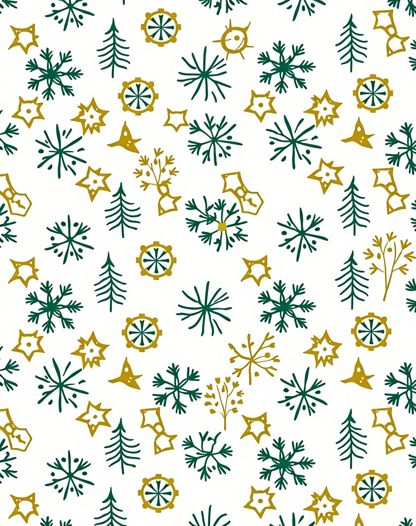 Green Gold Winter Woodland Collage Rug