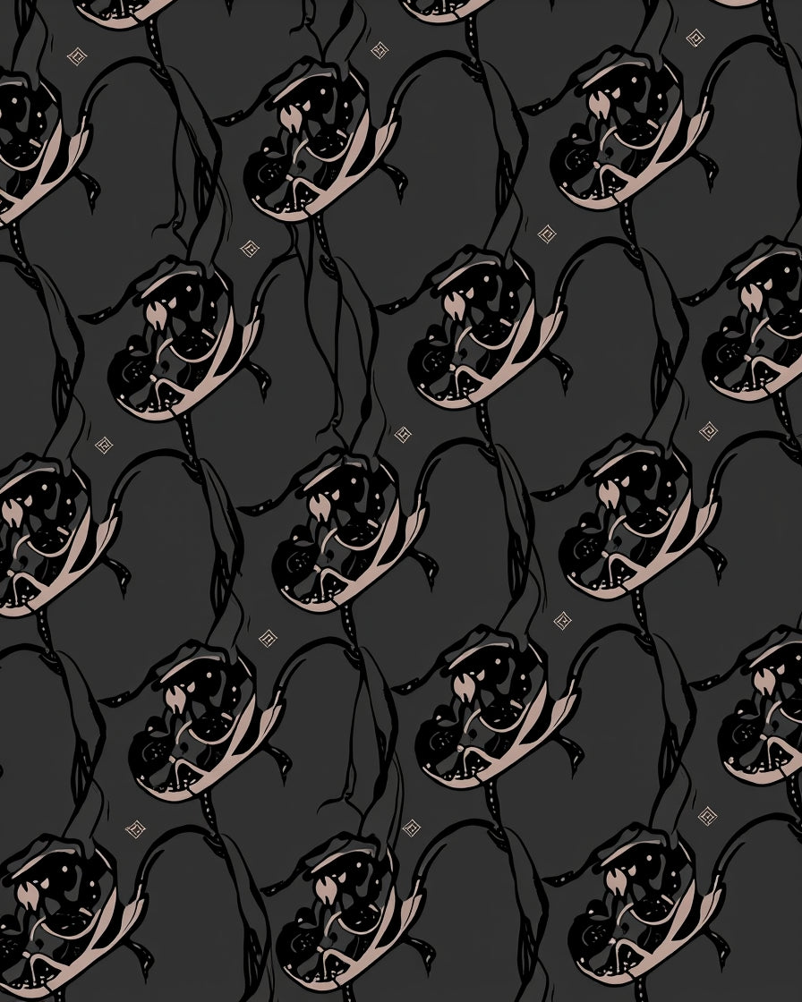 Abstract Dark Floral Vine Pattern Rug