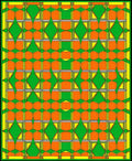 Bold Green Orange Diamond Pattern Rug