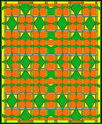 Bold Green Orange Diamond Pattern Rug