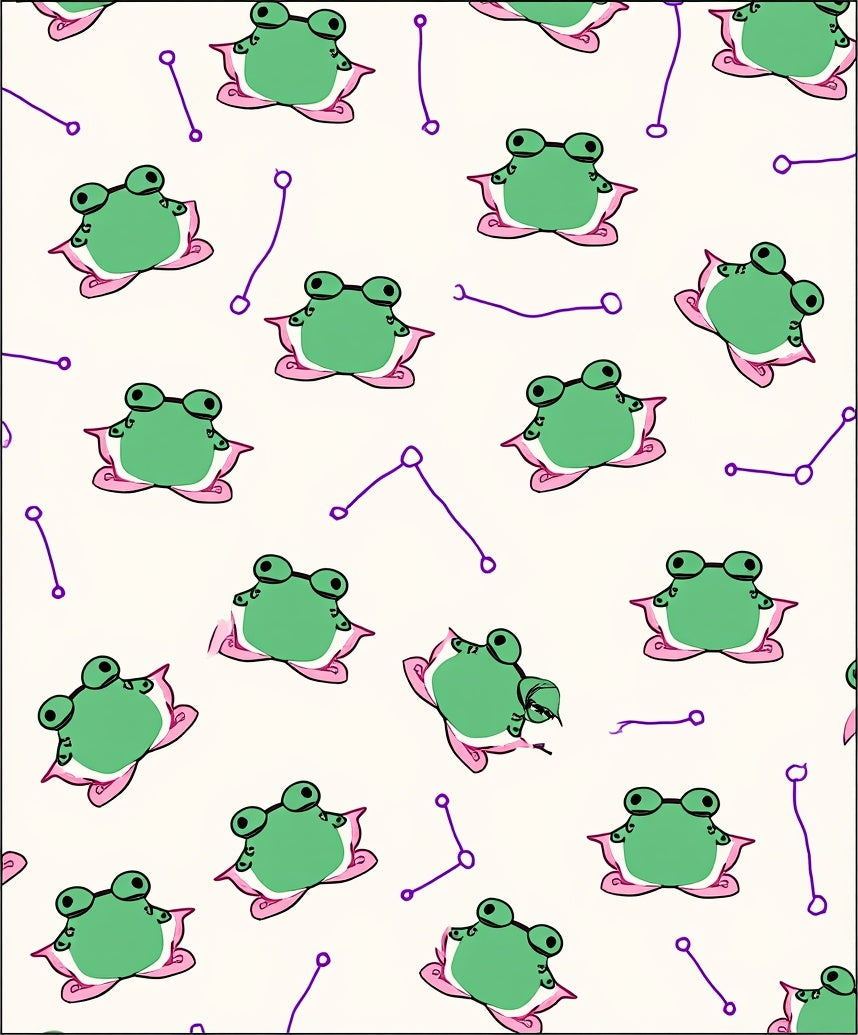 Cute Frog Pattern Pillow Design Rug