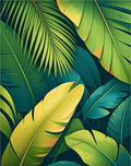 Tropical Leaf Arrangement Green Yellow Rug