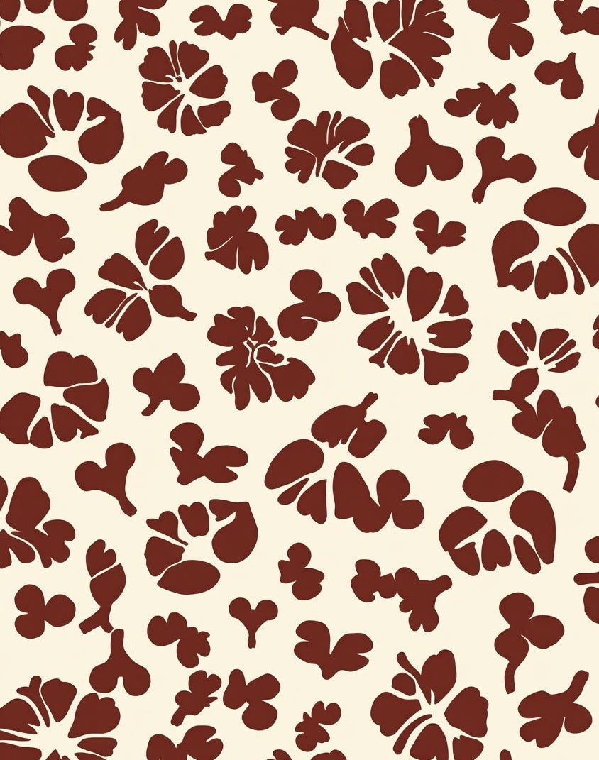 Brown Floral Silhouette Pattern Rug