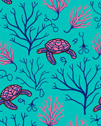 Ocean Turtle Coral Pattern Rug