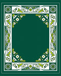 Green Floral Border Artwork Design Rug