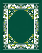 Green Floral Border Artwork Design Rug