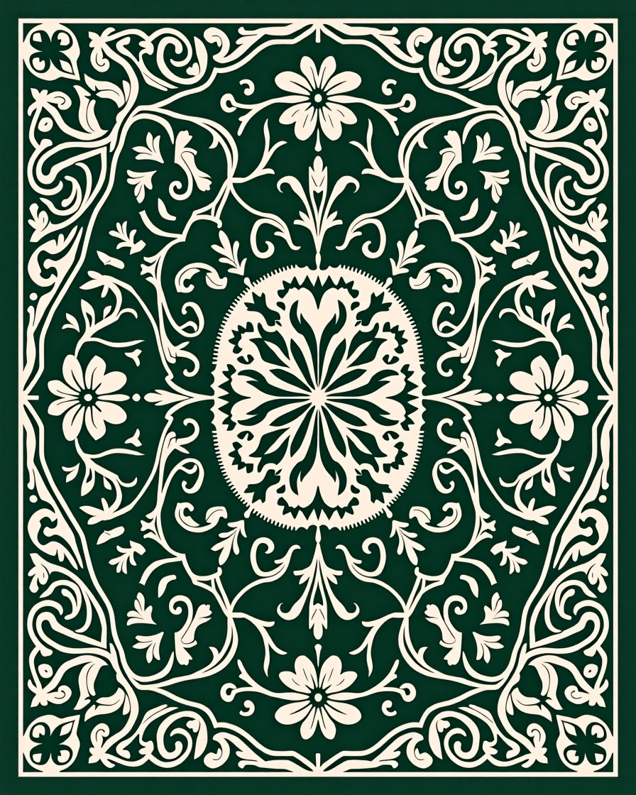 Elaborate Floral Vines Decorative Pattern Rug