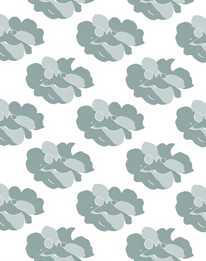 Abstract Floral Patterned Soft Grey Rug