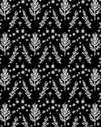 White Botanical Sprigs Black Field Rug