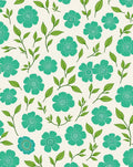 Teal Floral Leaf Pattern Rug