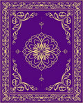 Regal Purple Golden Floral Design Rug