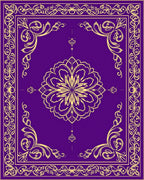 Regal Purple Golden Floral Design Rug