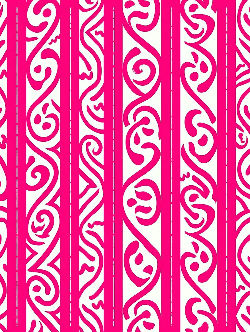 Hot Pink Abstract Swirl Pattern Rug