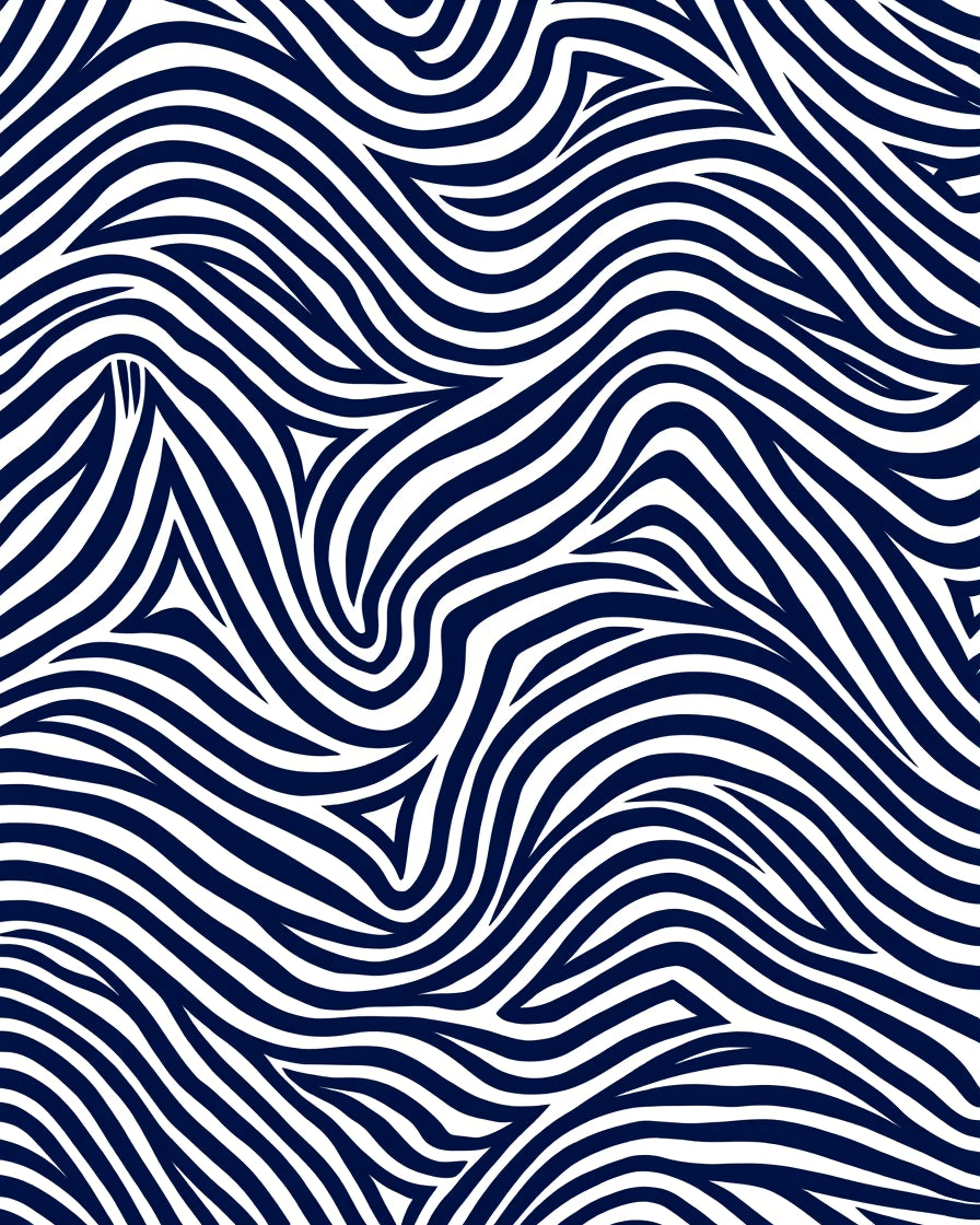 Abstract Blue White Wavy Lines Rug
