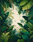 Lush Tropical Foliage with Gold Accents Rug