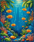 Vibrant Coral Reef Fish Pattern Rug