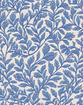 Blue White Leafy Branch Pattern Rug
