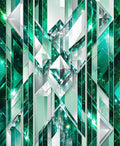 Emerald Gemstone Geometric Reflection Rug