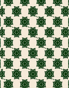 Dark Green Floral Lattice Pattern Rug