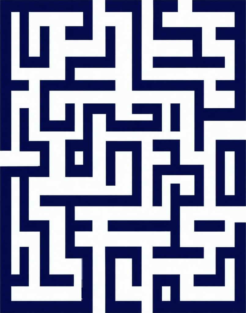 Navy White Geometric Labyrinth Lugs Rug