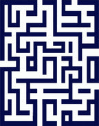 Navy White Geometric Labyrinth Lugs Rug