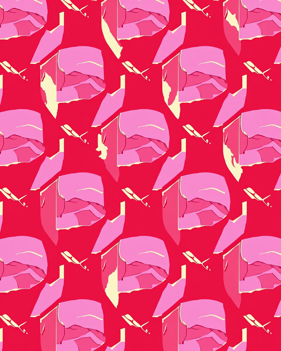 Bold Pink Abstract Geometric Pattern Rug