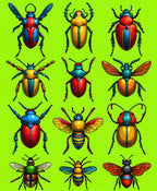 Colorful Insect Array Pattern Rug