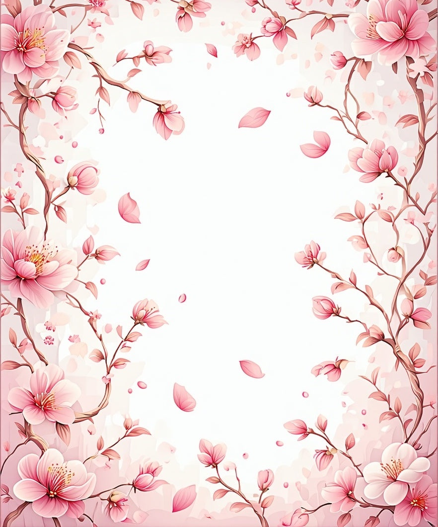 Pink Blossom Branch Delicate Pattern Rug