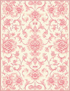 Pink Floral Damask Pattern Rug