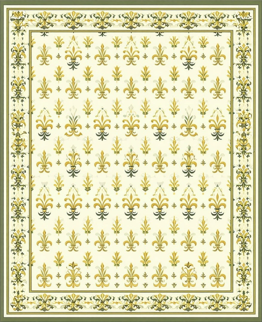 Ornate Fleur-de-Lis Patterned Rug