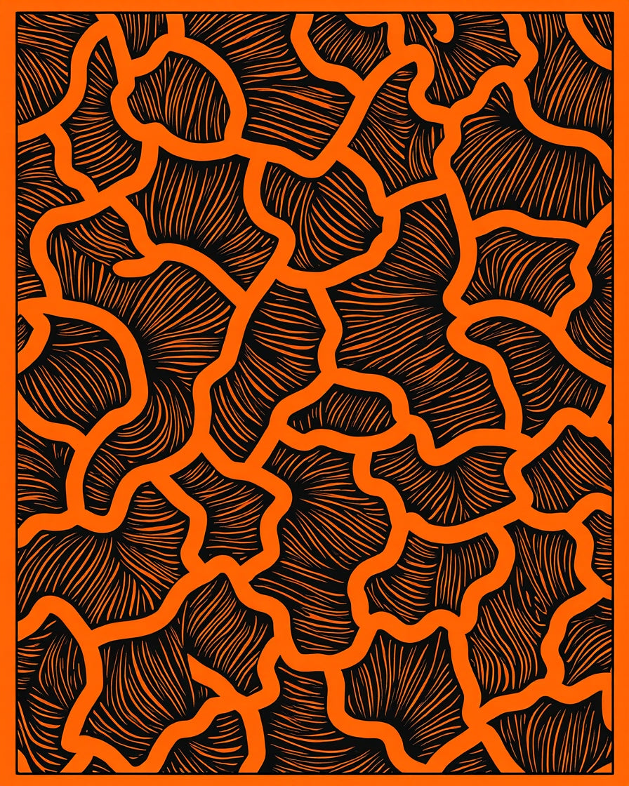 Abstract Orange Black Organic Pattern Rug